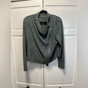Blank NYC Faux Suede Moto Wrap Jacket Size Women's Large Color Gray